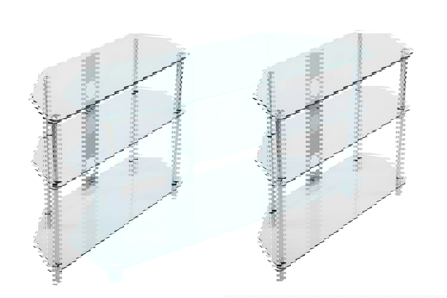 MMT Furniture Designs Clear Glass TV Stand 125cm wide Chrome Leg for 32-55 inch TV Screens