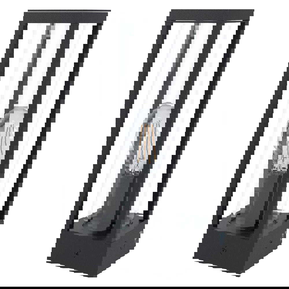 IP44 Outdoor Bollard Light Black Cast Aluminium Box 1 x 40W E27 Bulb Lamp Post Loops