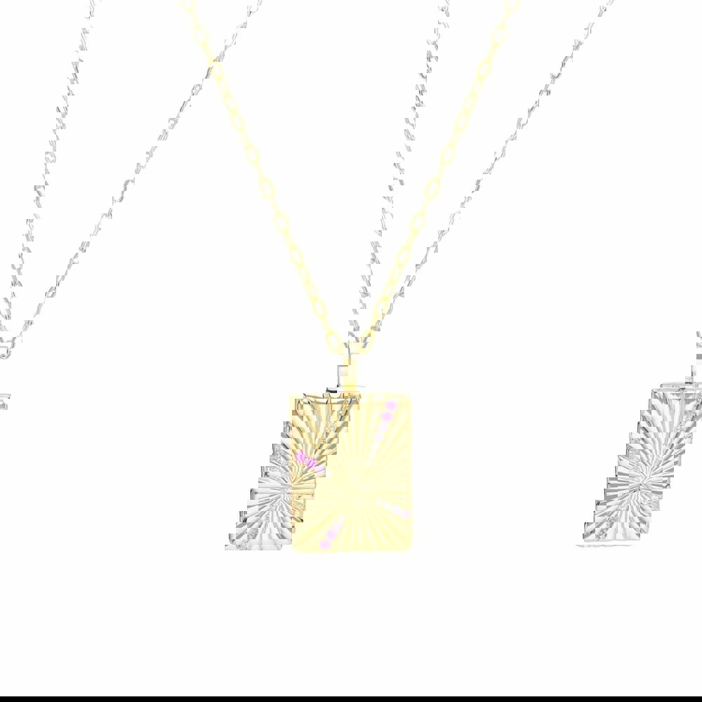 270N038101925 Bona Fide White Topaz & Pink Sapphire Locket In Yellow Gold Plated Silver 1
