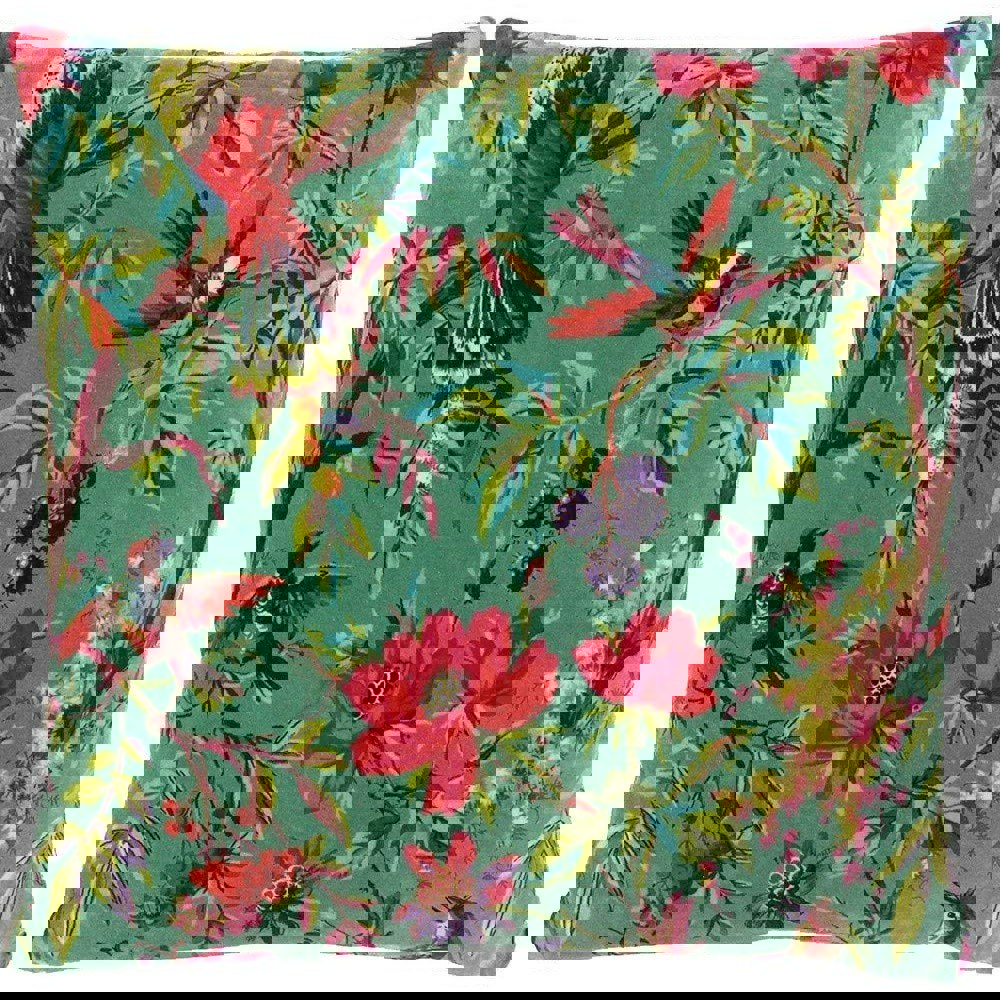 Riva Home Birds Of Paradise Floral Pattern Square Cushion Cover - Aqua Blue