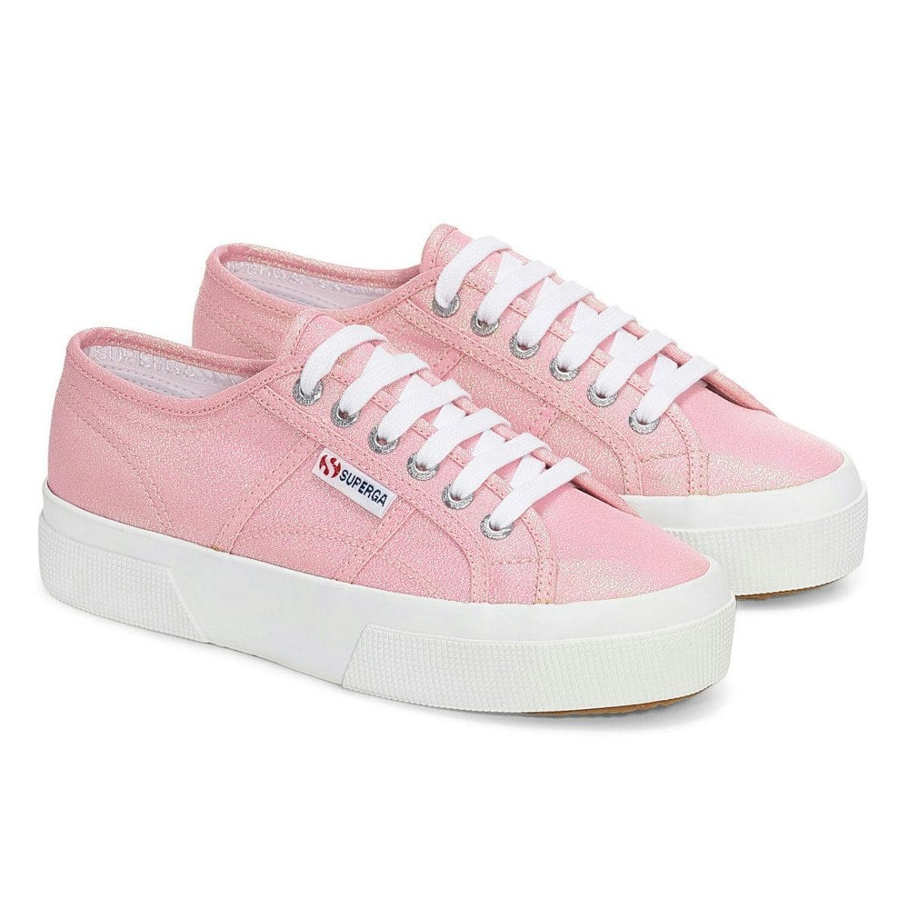Superga Womens 2740 Lame Platform Trainers - Pink Begonia Iridescent