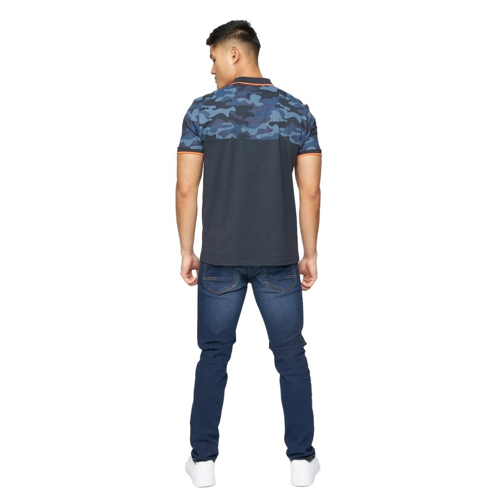Crosshatch Mens Brightling Camo Polo Shirt - Navy