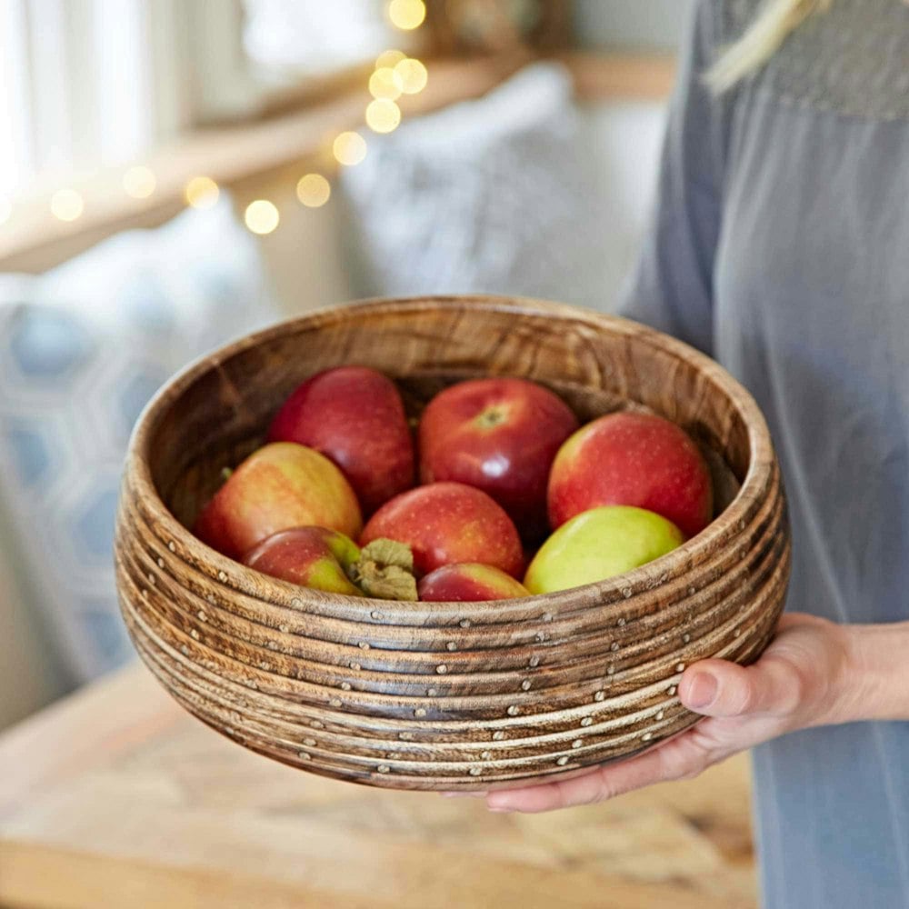 Paper High Natural Carved Mango Wood Bowl