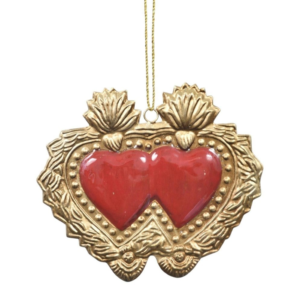 Lila Rasa Milagro Double Heart With Red Enamel 14X1X12Cm