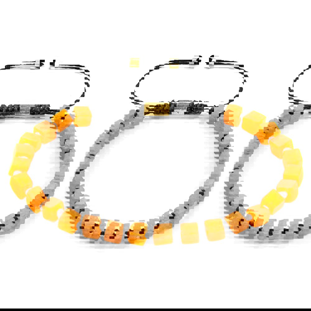 Anchor & Crew Orange Aventurine Ralph 9ct Yellow Gold and Stone SKINNY Macrame Bracelet