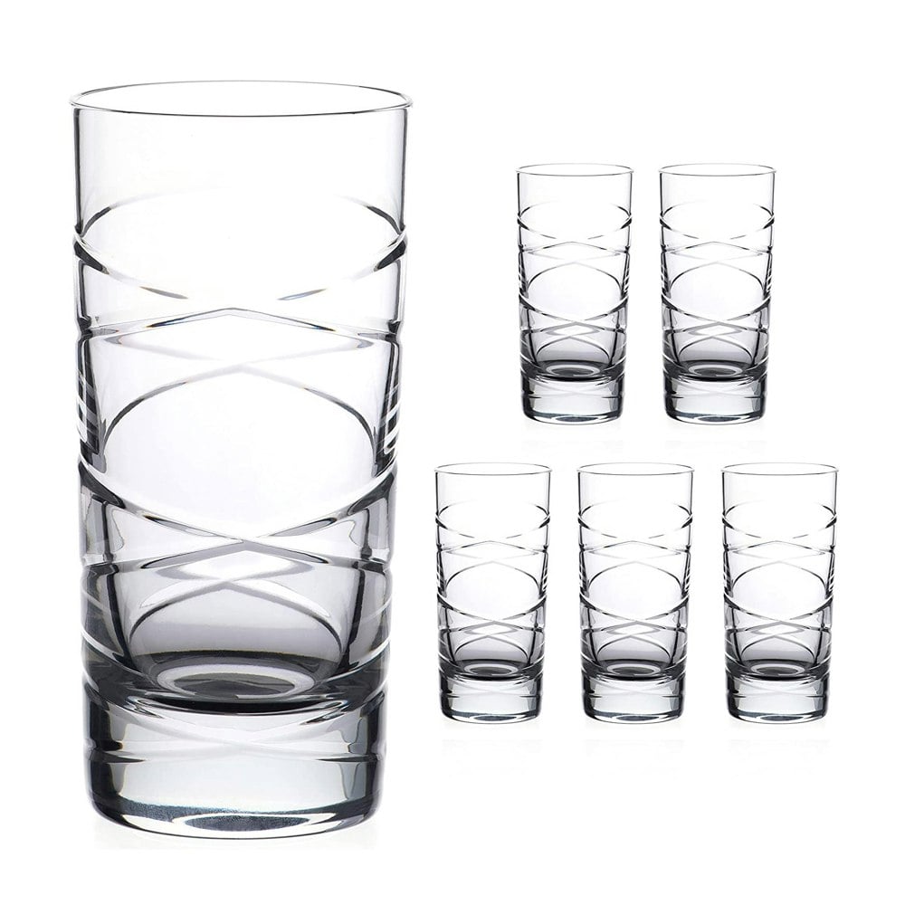 Diamante Jasper Crystal Hi Ball Glasses - Set of 6