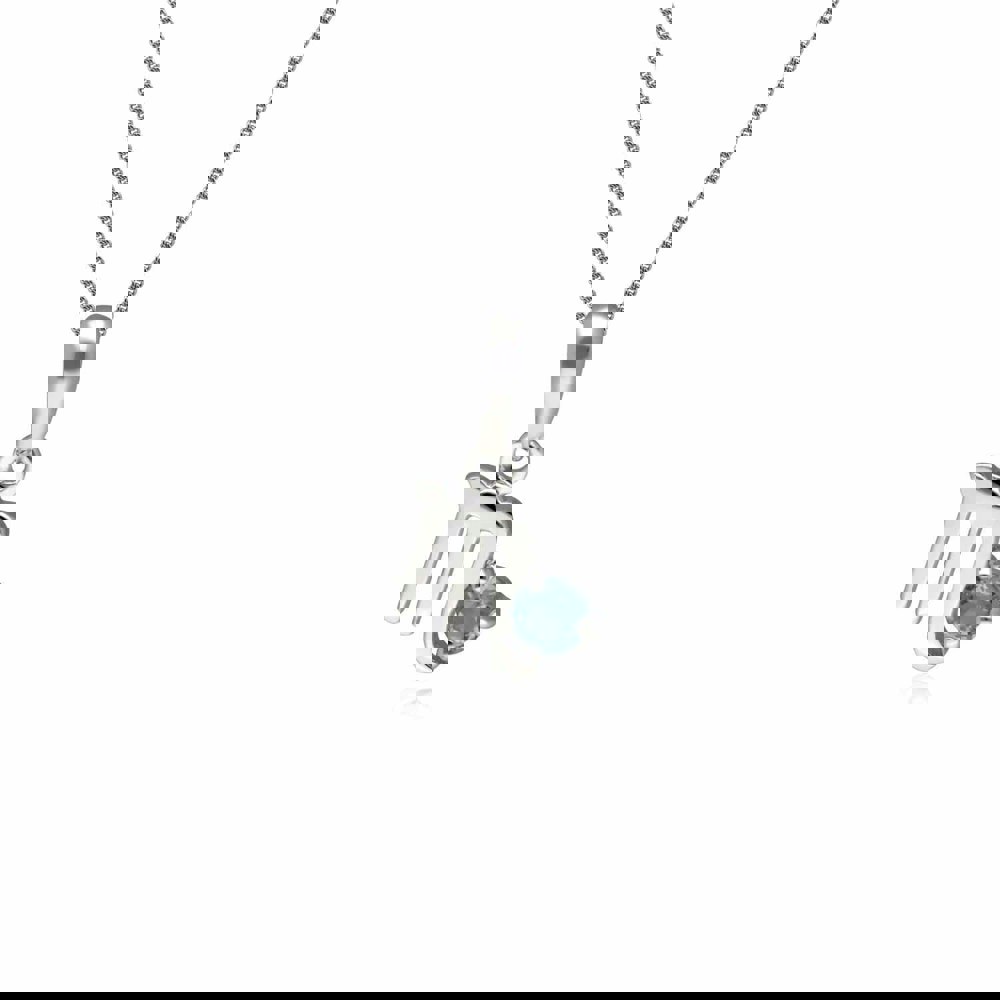 162P0241019 Blue Topaz Scorpio Zodiac Charm Necklace in 9ct White Gold 1
