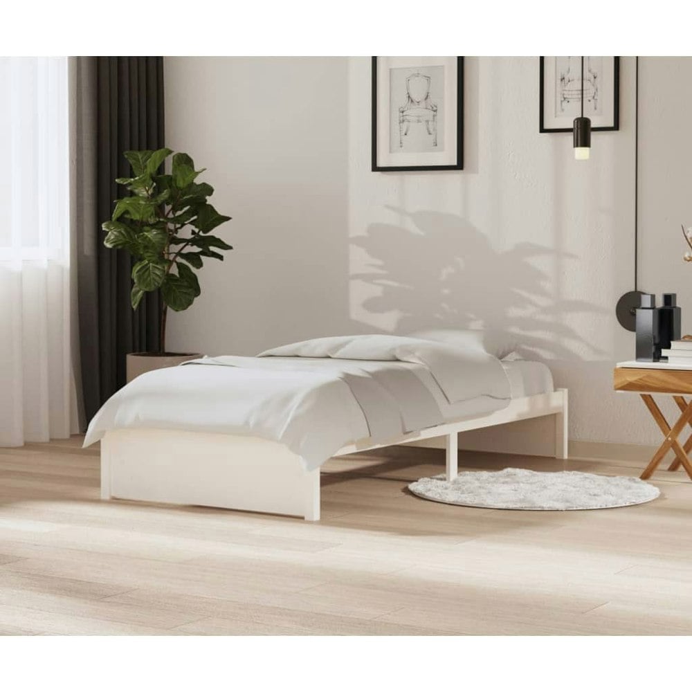 Berkfield Bed Frame White Solid Wood 90x200 cm
