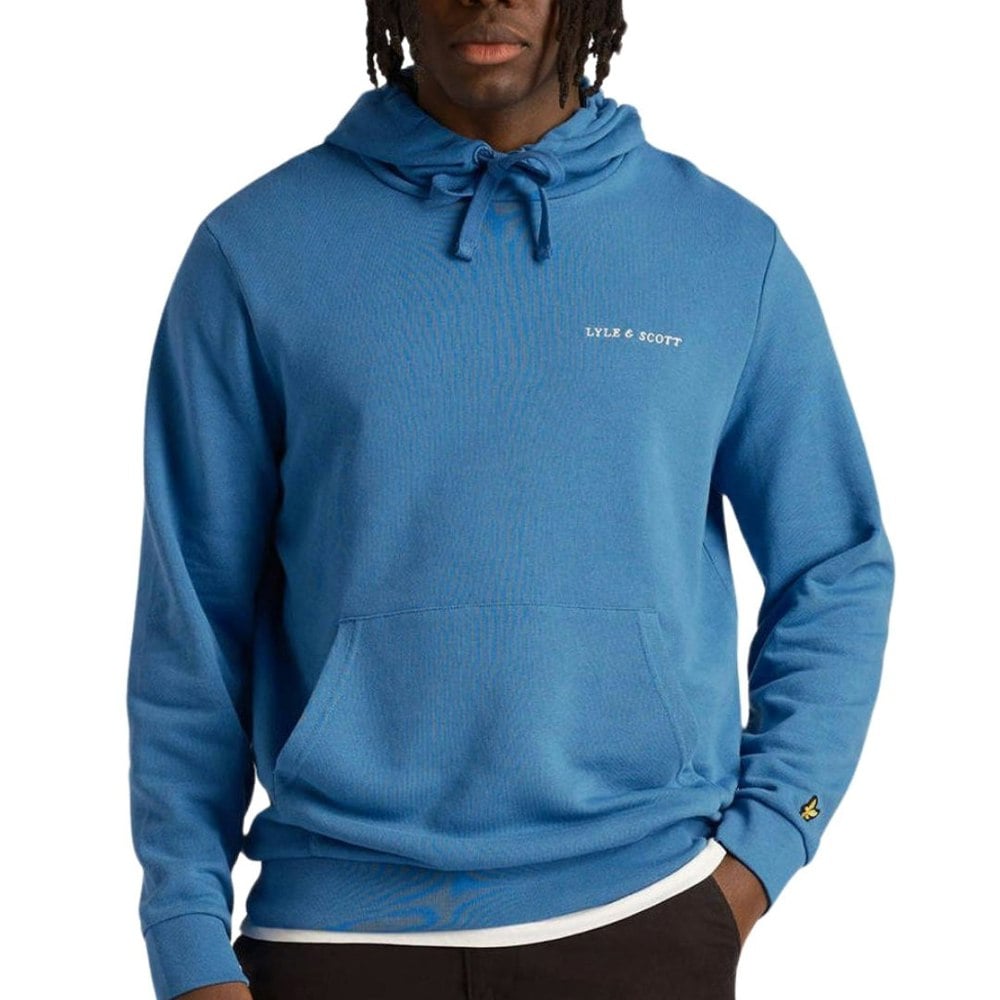 Lyle & Scott Loopback Embroidered Logo Blue Pull-over Hoodie