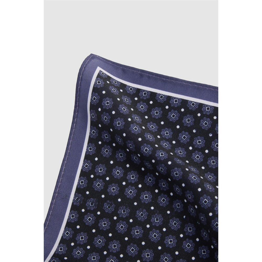Alexandre Silver Alexandre Blue Silk Geo Pocket Square