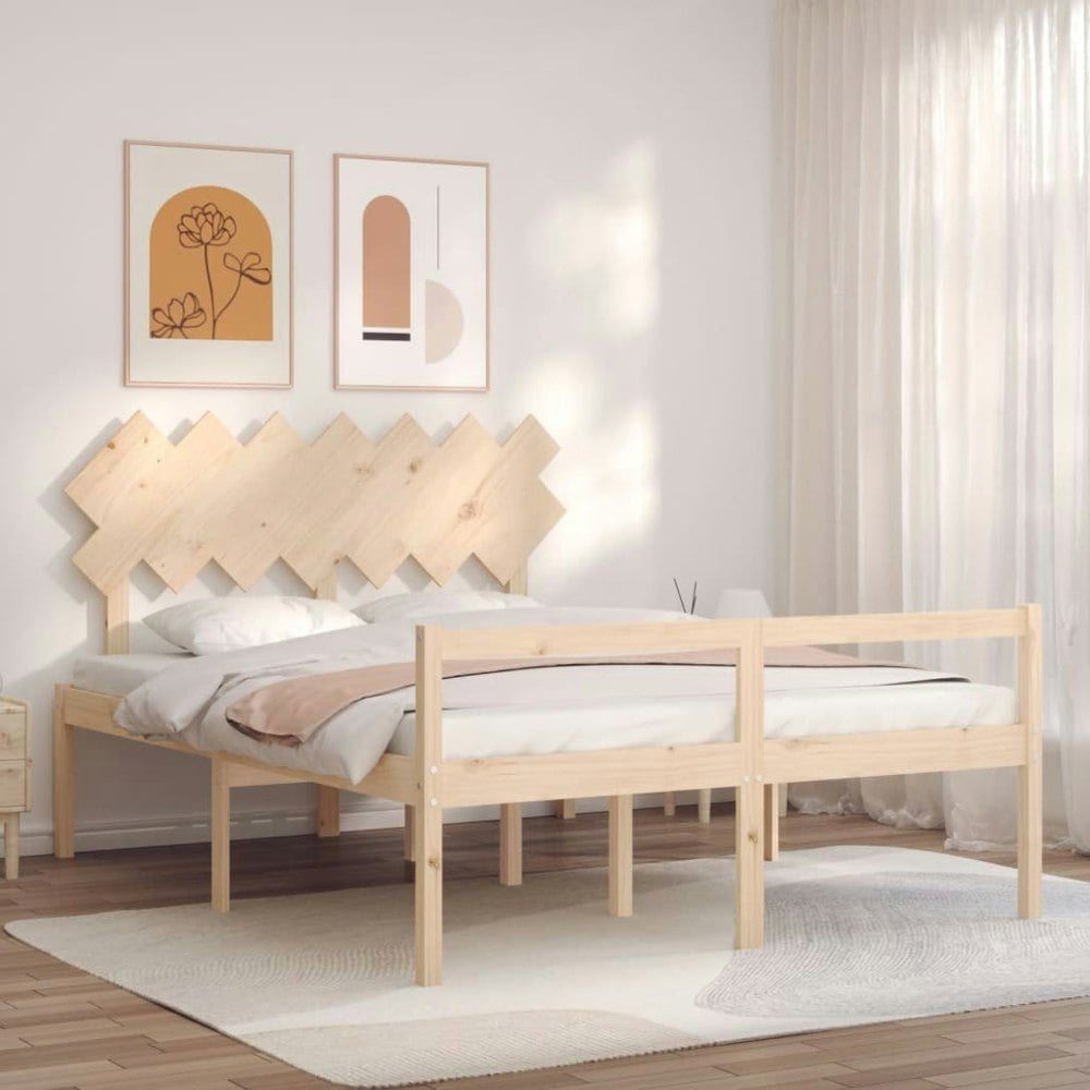 Berkfield Bed Frame with Headboard 140x190 cm Solid Wood