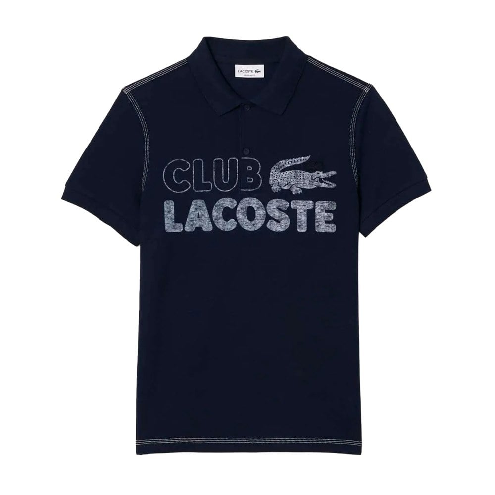 Lacoste Mens Printed Organic Cotton Polo Shirt - Blue