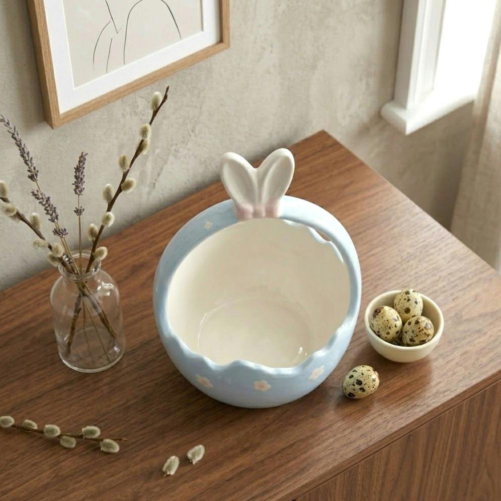 Garden Greatness Easter Blue Basket Bunny Ears Ornament