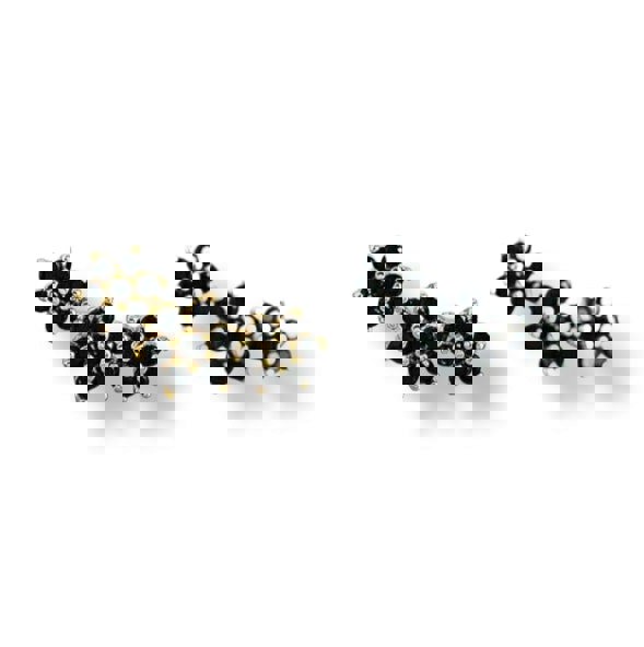 Gold Trip Black Crystal Flower Ear Climbers