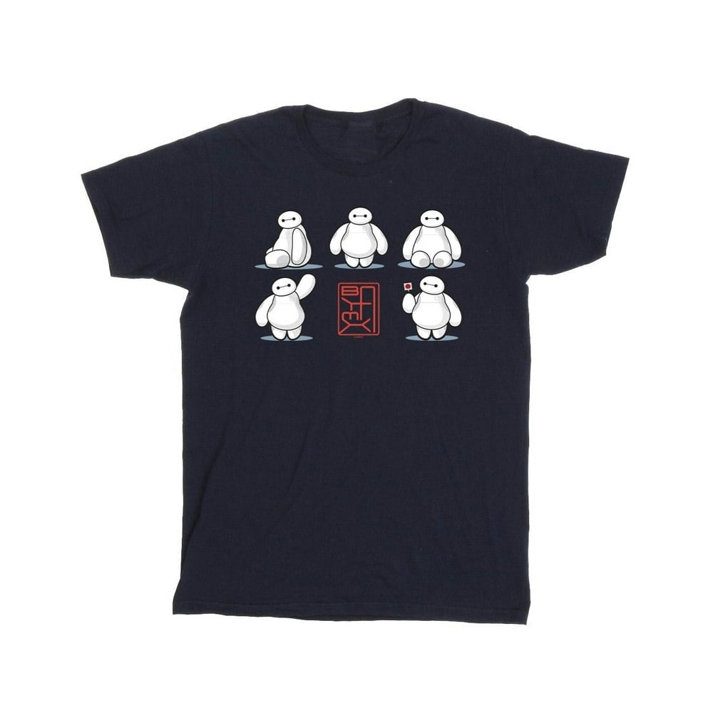 Disney Boys Big Hero 6 Baymax Many Poses T-Shirt - Navy Blue