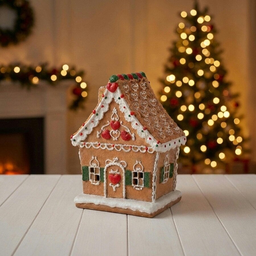 Garden Greatness Light-Up Decorated Gingerbread House Ornament