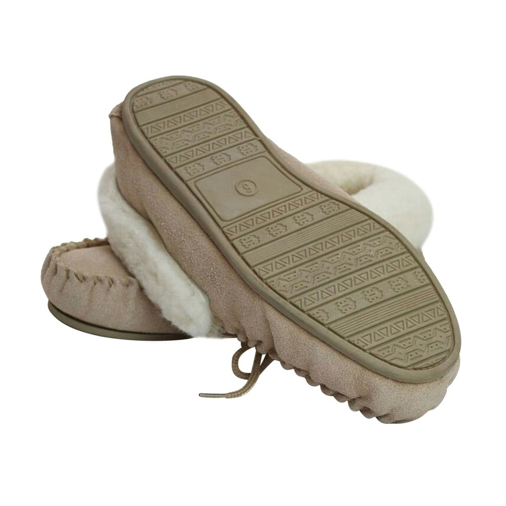 Eastern Counties Leather Women's Hard Sole Sheepskin Moccasins - Camel