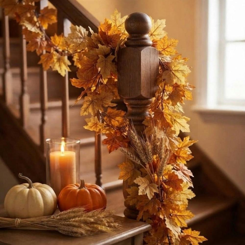 Garden Greatness Natural-Look Autumn Maple Leaf Garland