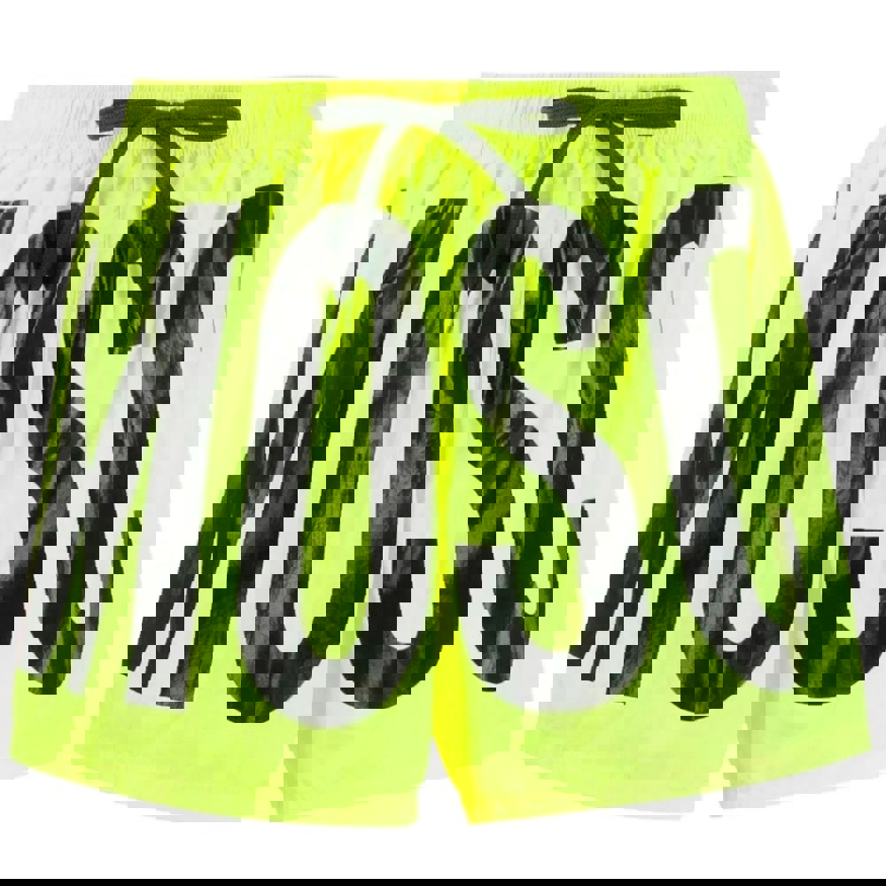 Moschino Brand Print Logo Highlighter Yellow Short Swim Shorts M