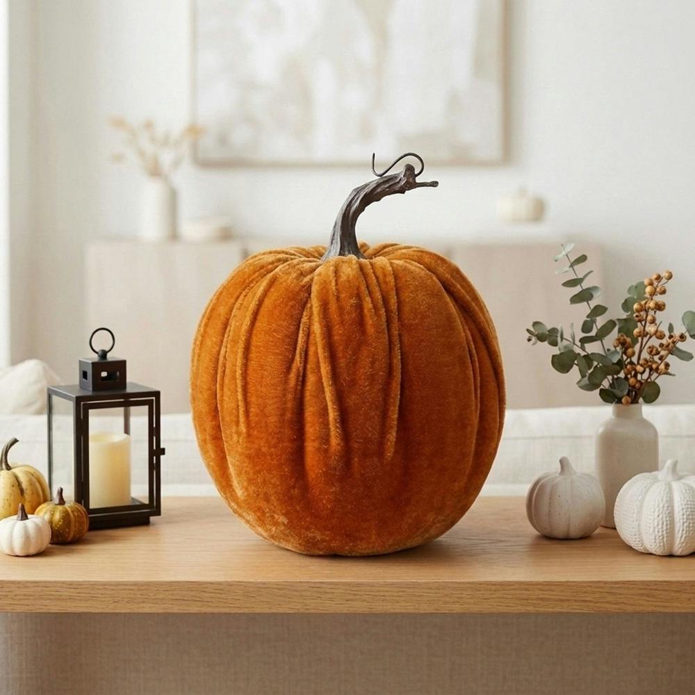 Garden Greatness Textured Plush Velvet Pumpkin Ornament
