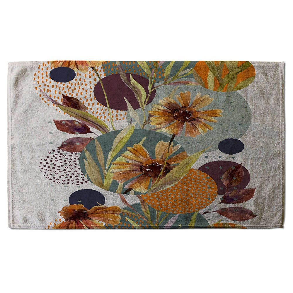 Benjamin Tate Design Orange Geometric With Flowers (Bath Towel)
