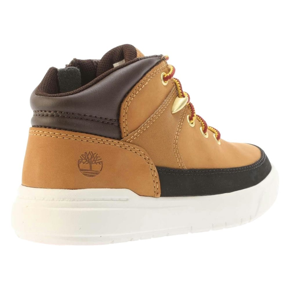 Timberland Kids Seneca Bay Leather Mid Cut Lace Up Hiking Boots - Wheat