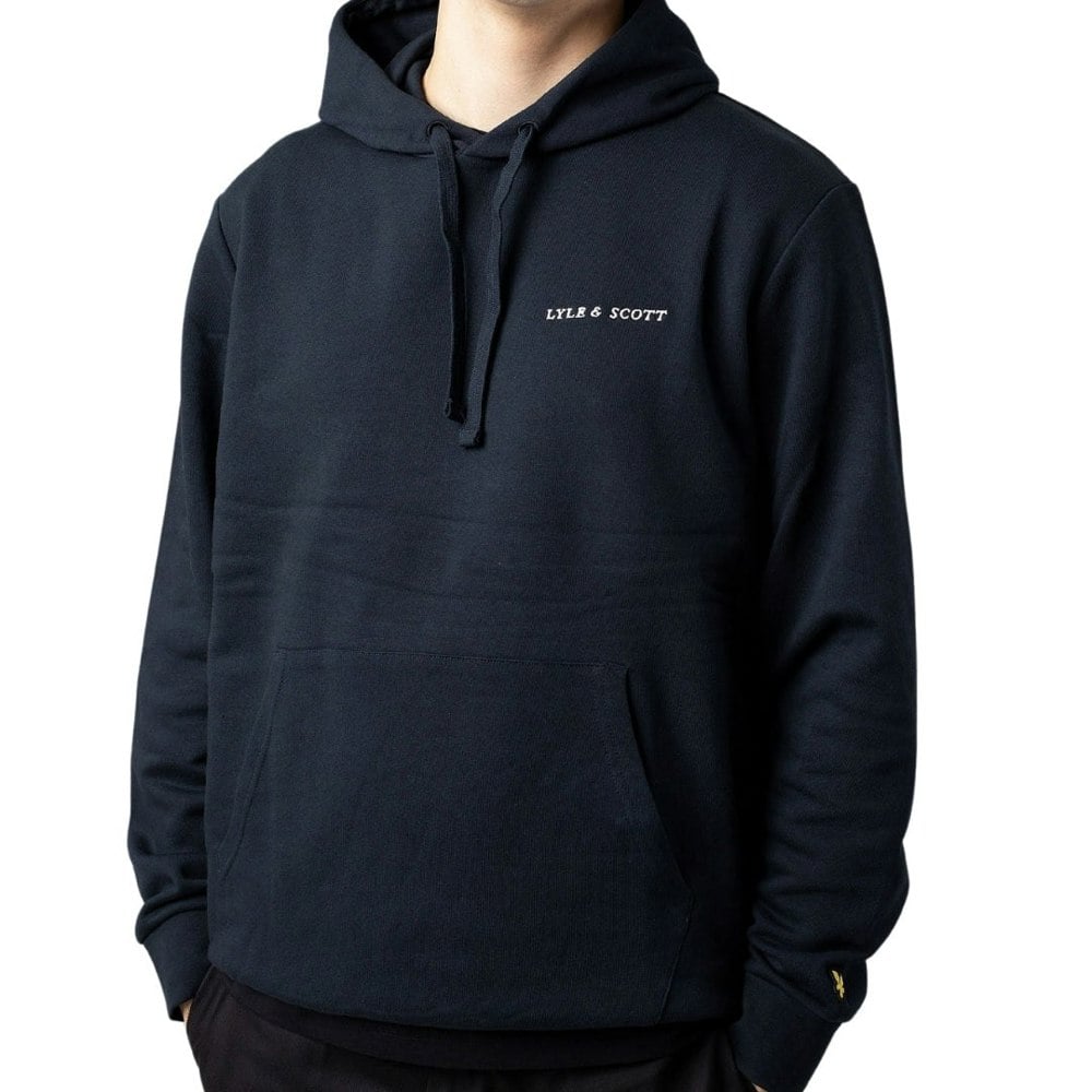 Lyle & Scott Loopback Embroidered Logo Navy Blue Pull-over Hoodie