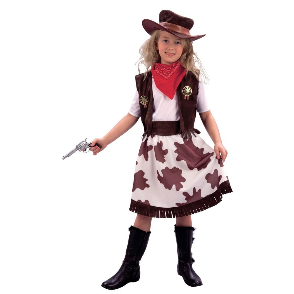 Bristol Novelty Childrens Girls Cowgirl Costume - Brown/White