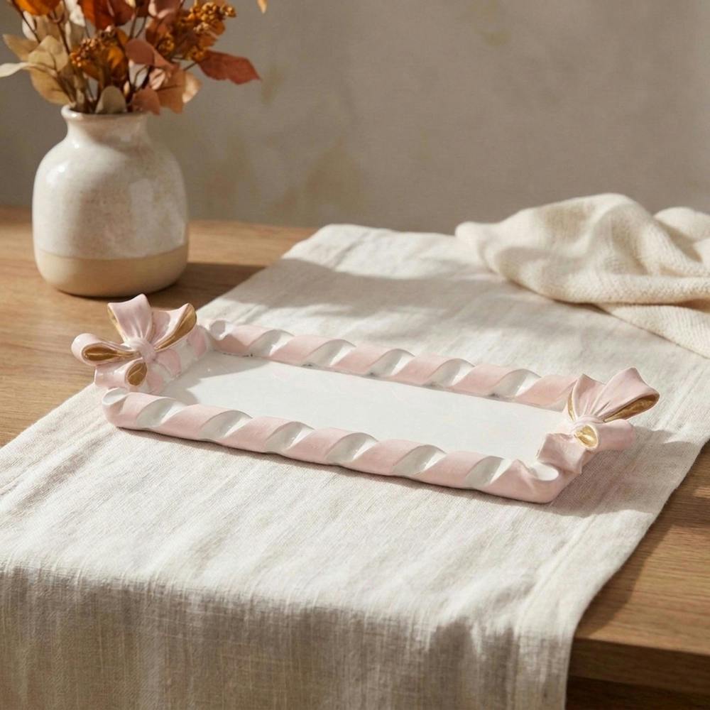 Garden Greatness Resin Candy Cane Bow Trinket Tray