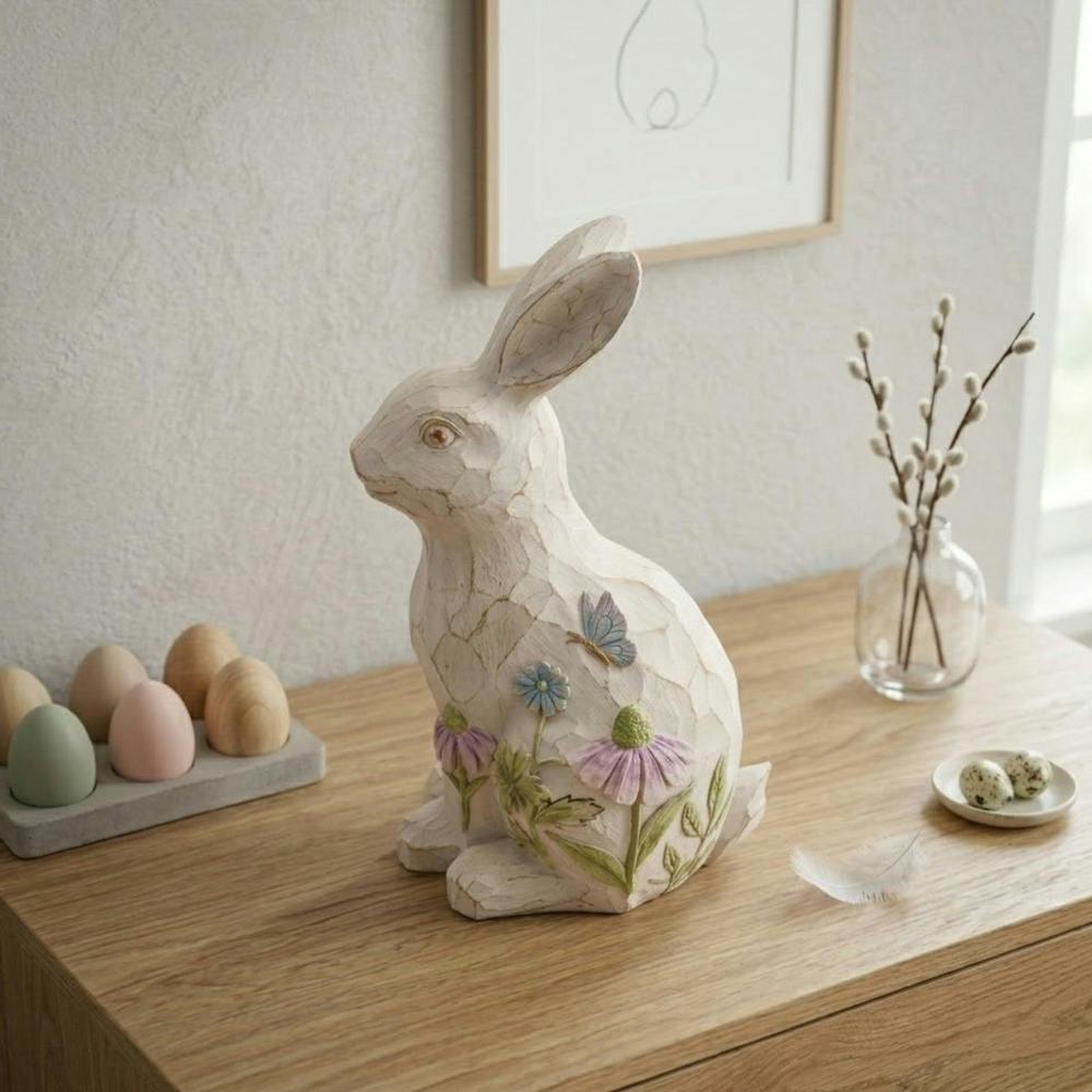 Garden Greatness Distressed Floral Bunny Decoration