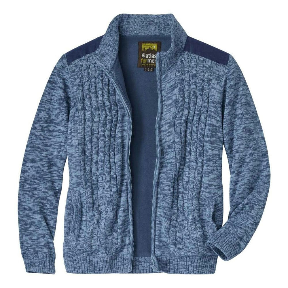 Atlas For Men Mens Knitted Fleece Lined Jacket - Blue