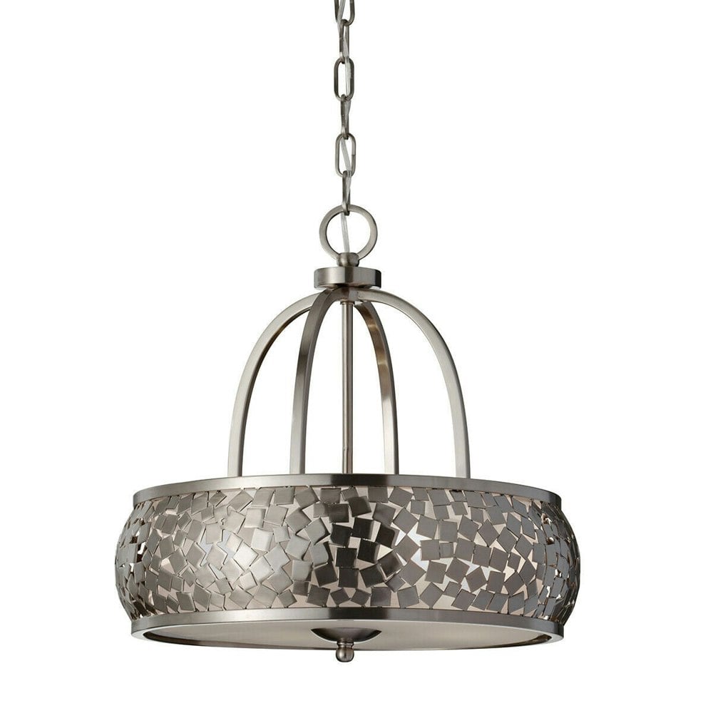 4 Bulb Chandelier Hanging Pendant LIght Brushed Steel LED E27 60W Bulb Loops