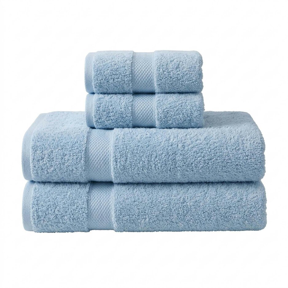Vision V475 - 4 Piece 100% Cotton Towel Bundle - Pale Blue