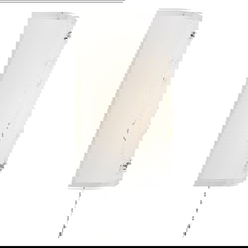Contemporary White Glass and Clear Glass Beaded Wall Light with Pull Switch Image 2