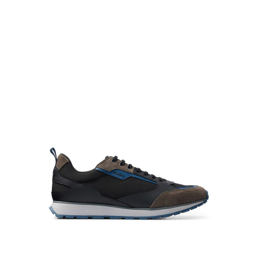 Hugo Mens Icelin Suede Panel Running Trainers - Black/White