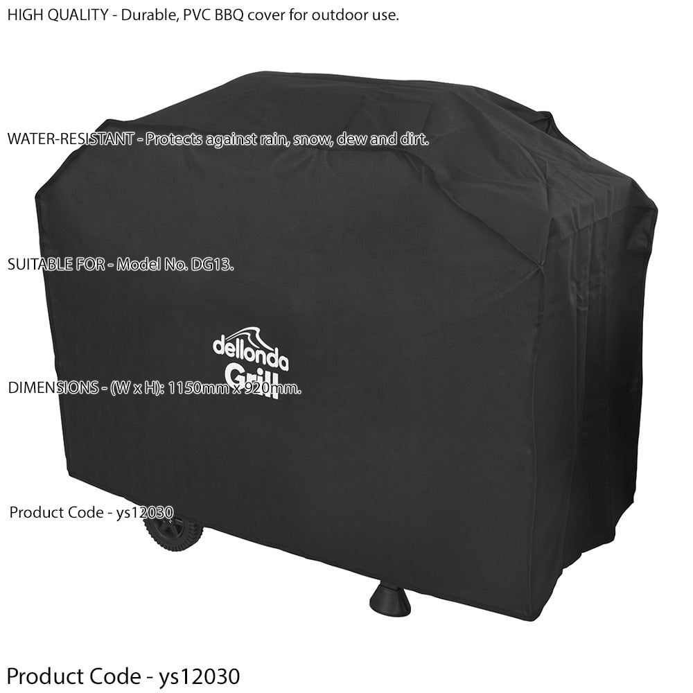 Outdoor Rated BBQ Cover for ys12016 - Black PVC - 1150mm x 920mm Water & Rain - LoopsDirect