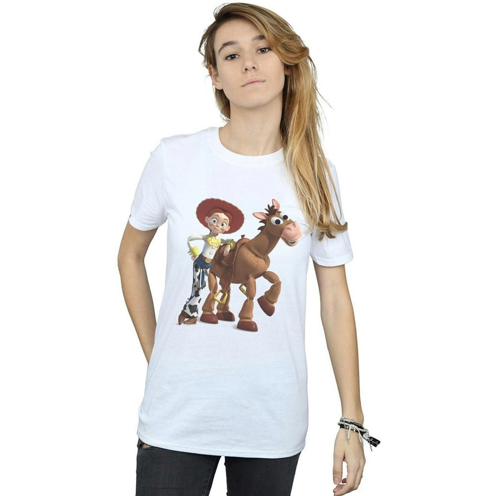 Disney Womens/Ladies Toy Story 4 Jessie And Bullseye Cotton Boyfriend T-Shirt - White