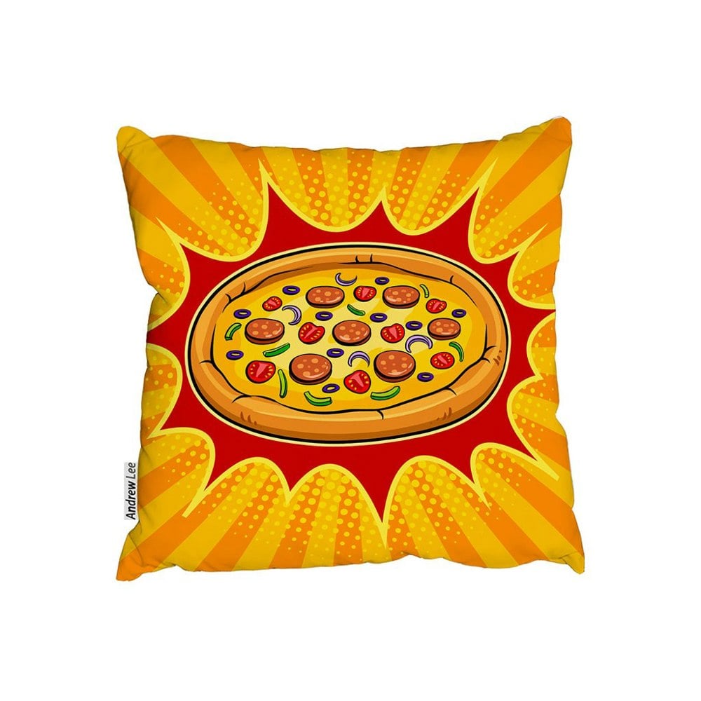 Benjamin Tate Design Round Pizza Pop Art Retro (Outdoor Cushion)