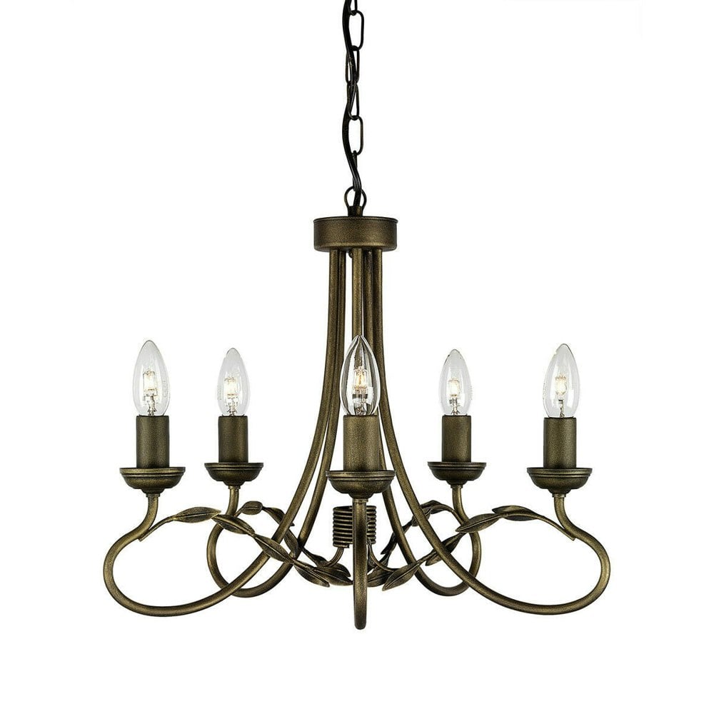 5 Bulb Chandelier Hanging Pendant LIght Black Gold LED E14 60W Bulb Loops