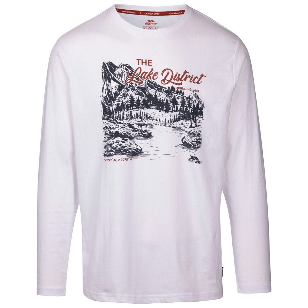 Trespass Mens Chira Printed Long-Sleeved T-Shirt - White