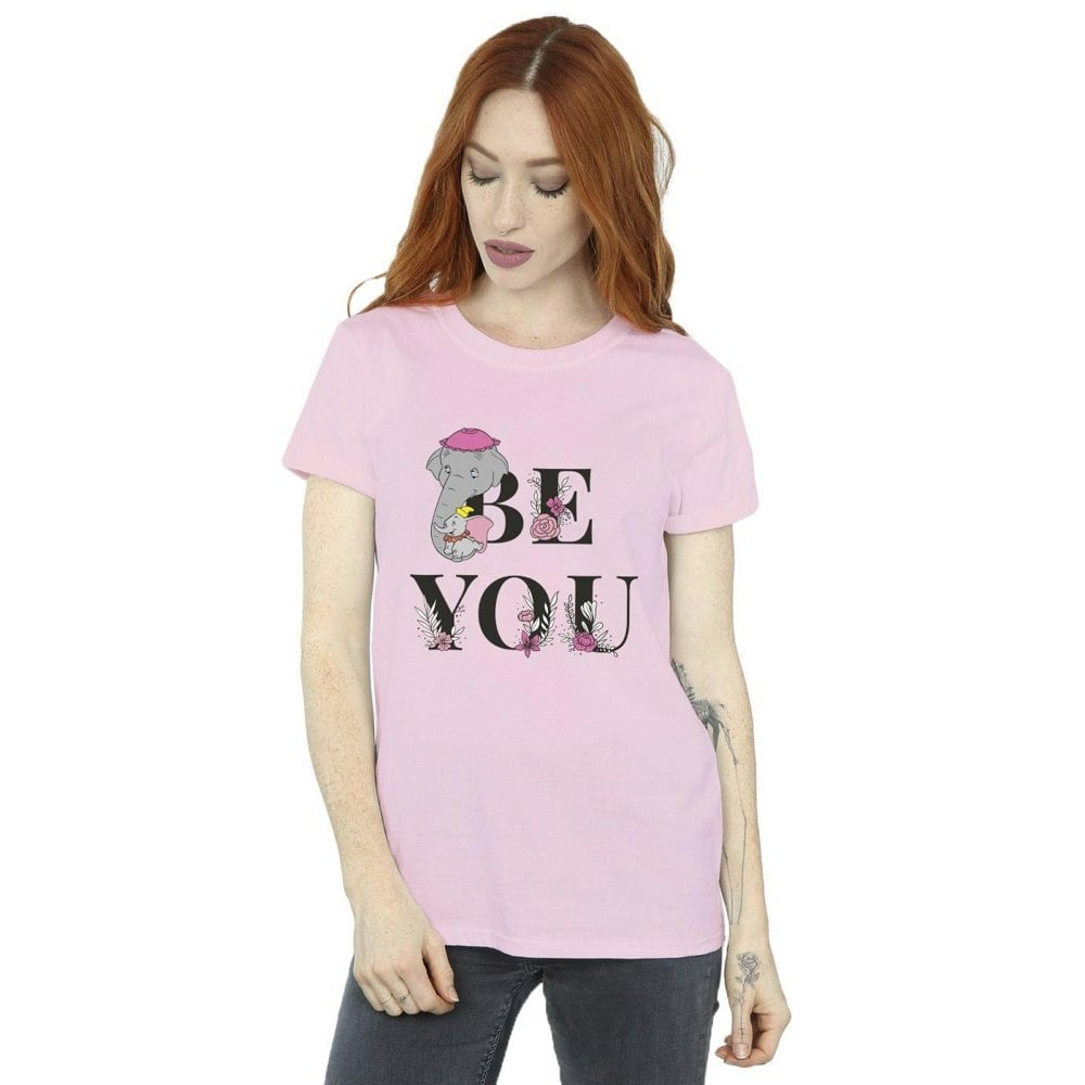 Disney Womens/Ladies Dumbo Be You Cotton Boyfriend T-Shirt - Baby Pink