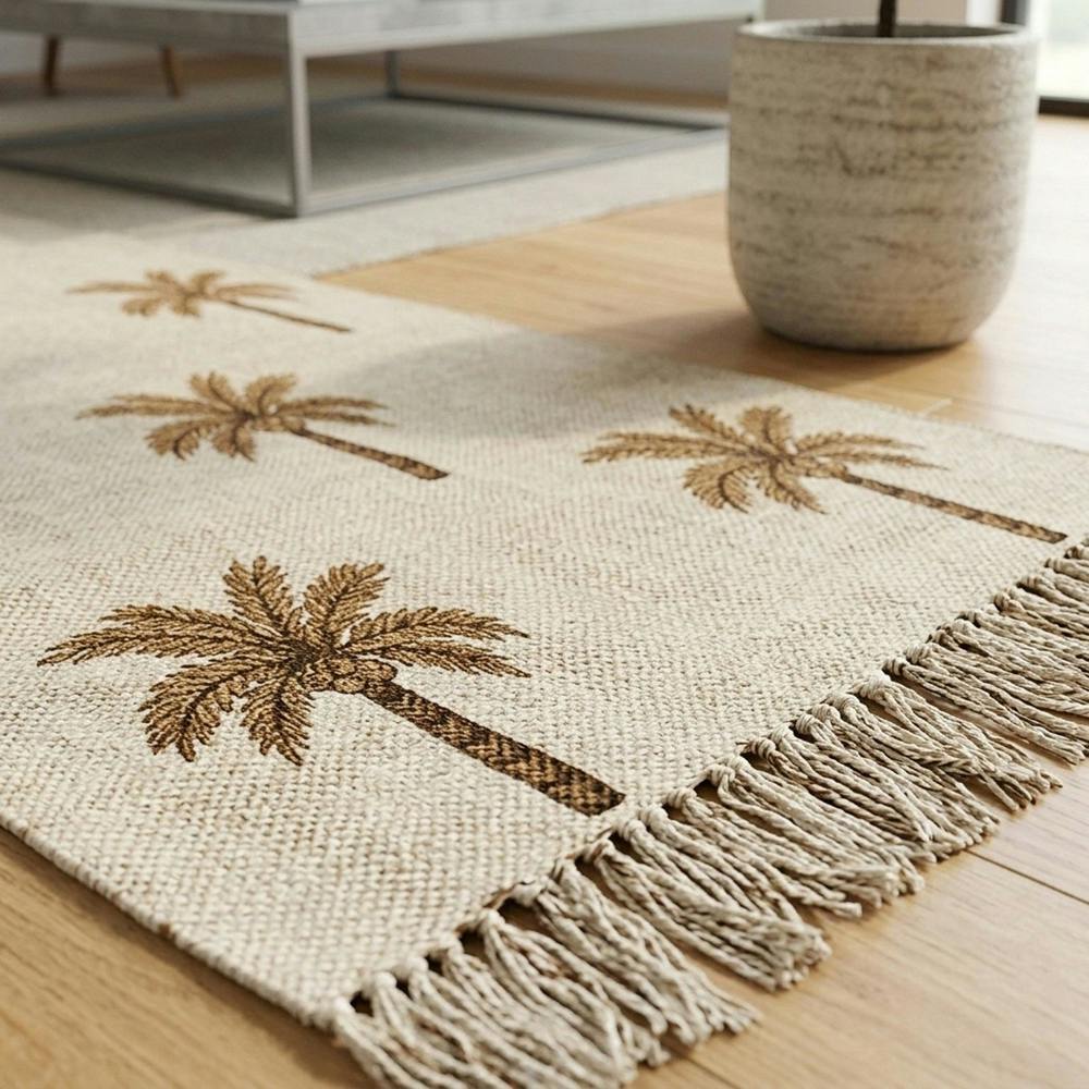 Garden Greatness Tropical Palm Tree Patterned Area Rug