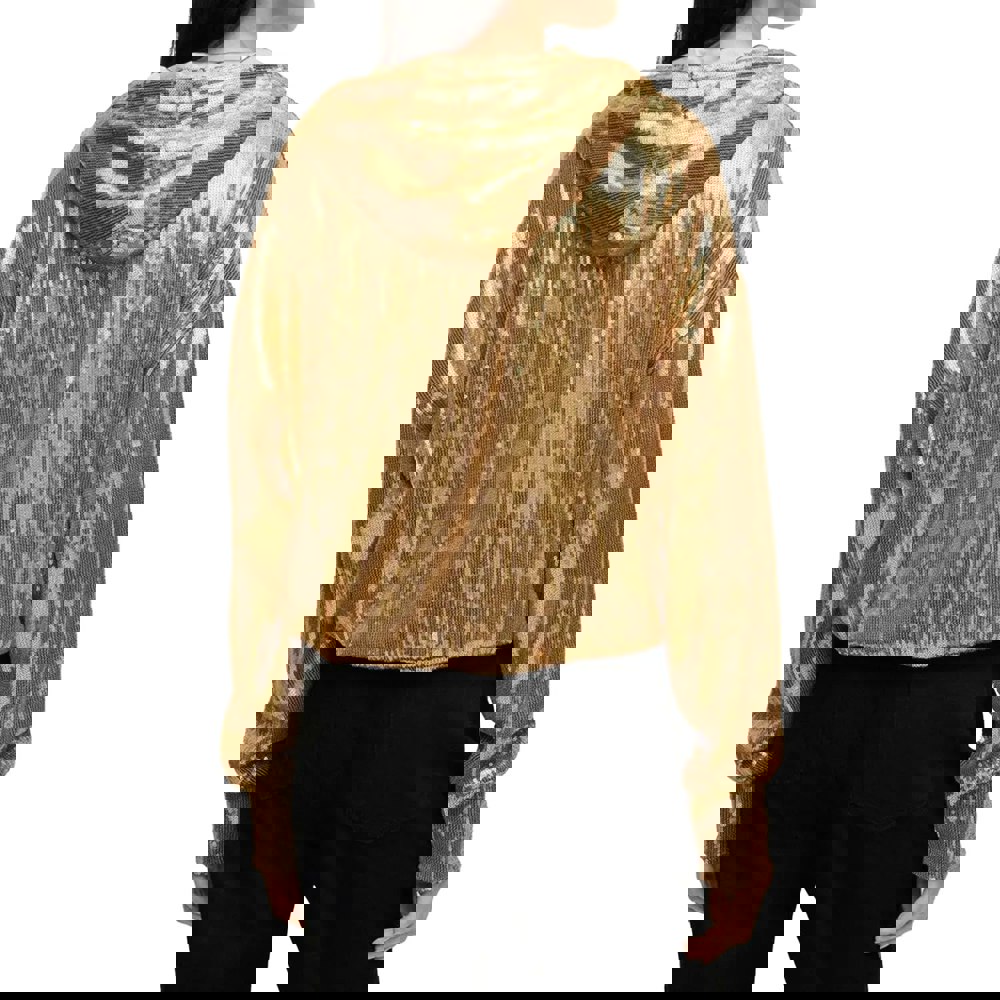 Boss Womens/Ladies Esoca Sequin Hoodie - Gold