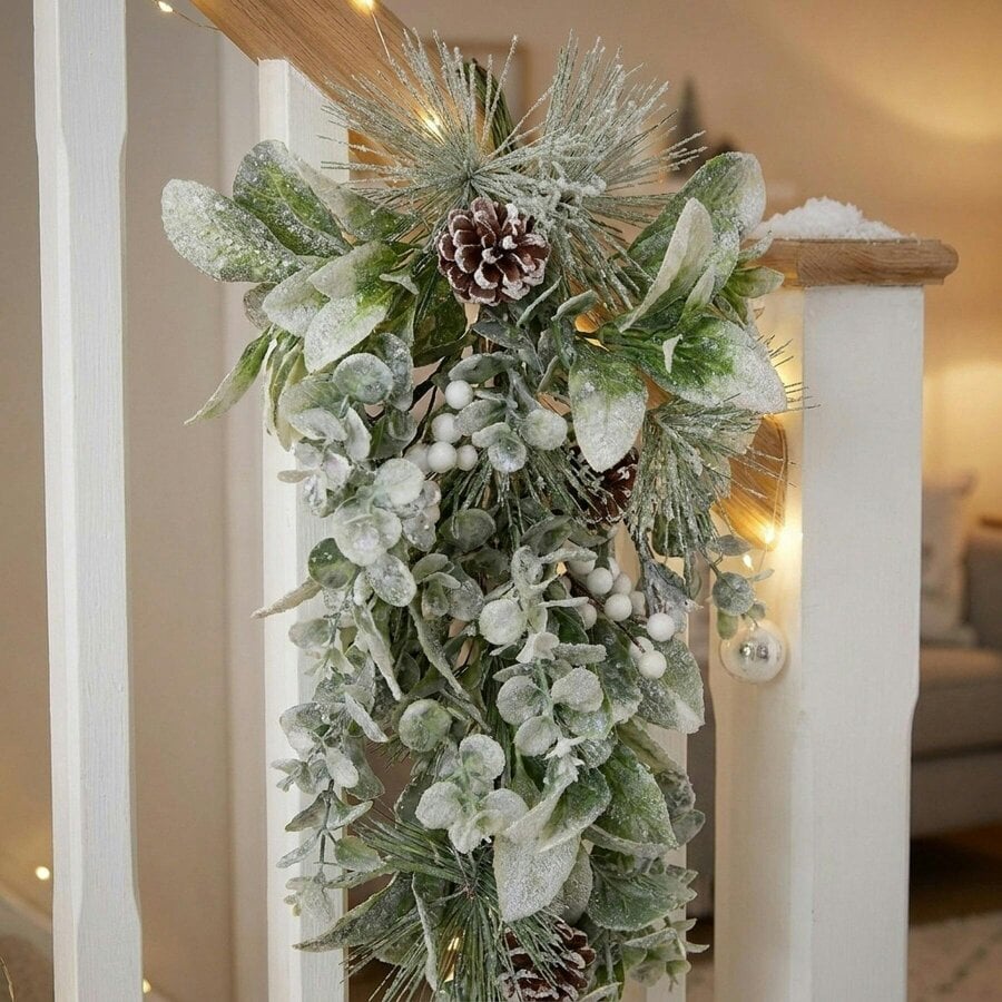 Garden Greatness Frosted White Berries Christmas Swag