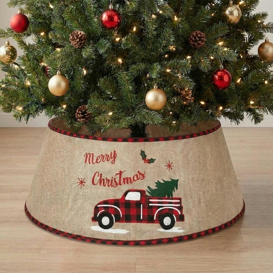 Garden Greatness Merry Christmas Burlap Tree Collar