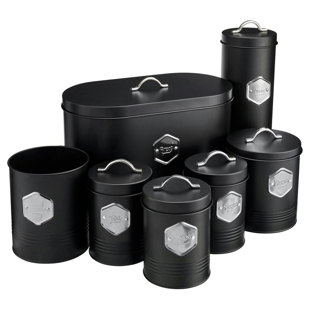 Cooks Professional 7 Piece Kitchen Storage Set | Black / Silver