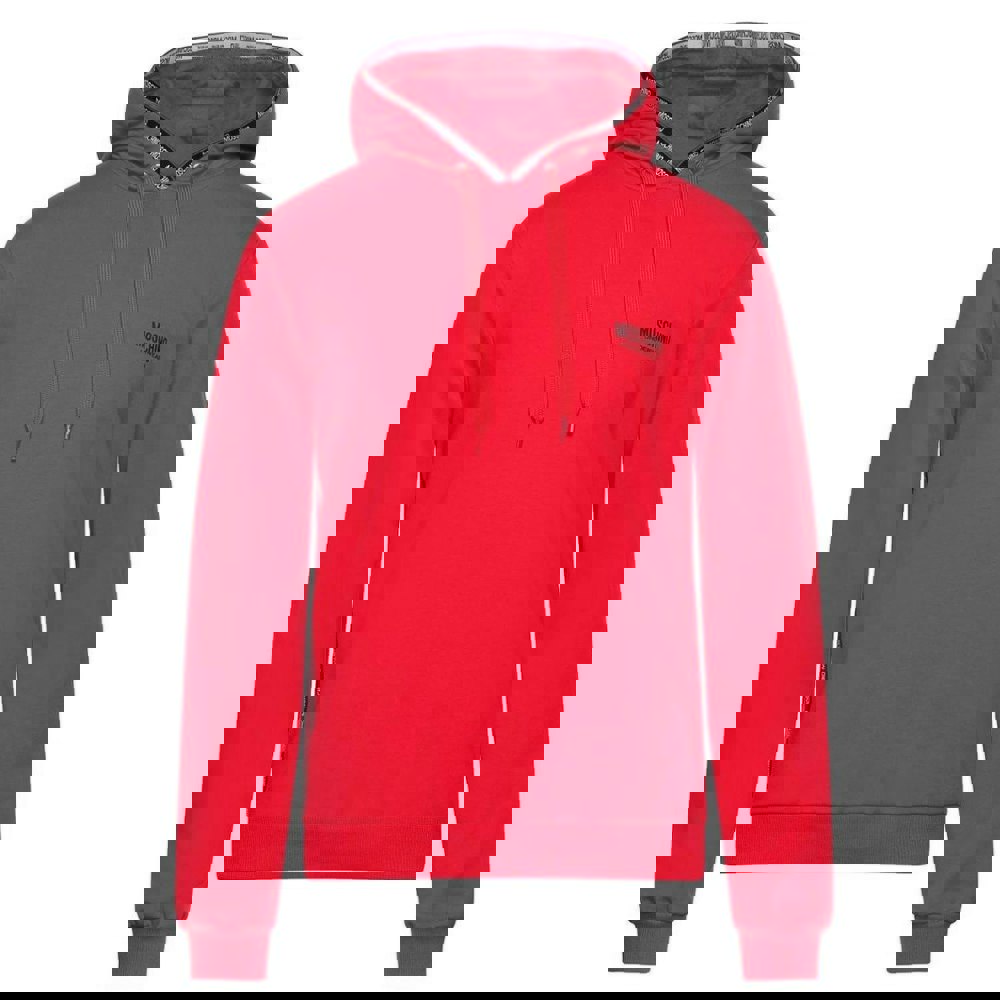 Moschino Brand Taped Hood Hoodie - Red