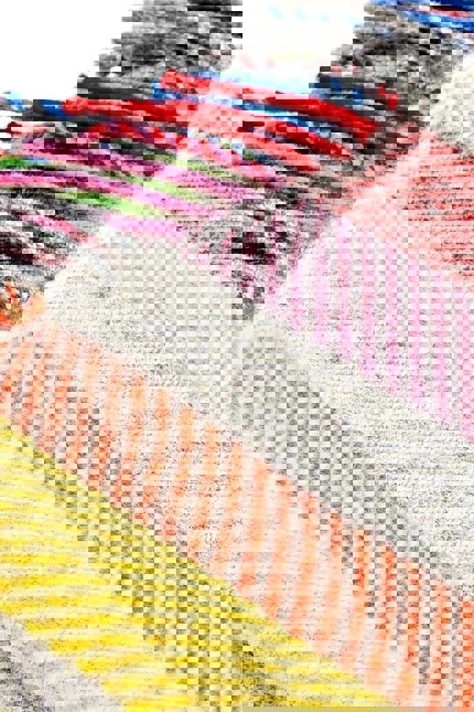 HomeSpace Direct Rainbow Stripe Wool Soft Throw Over Blanket