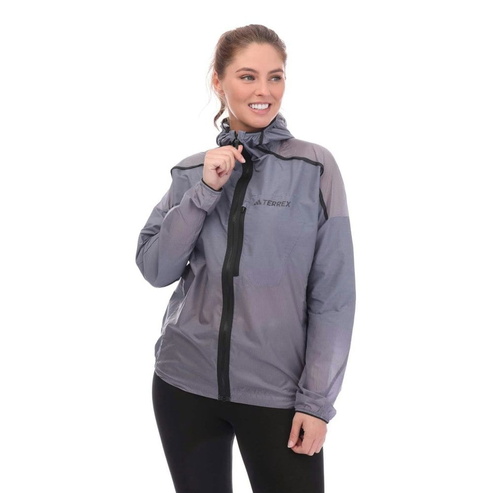 Adidas Womens Terrex Agravic Trail Running Windbreaker - Blue