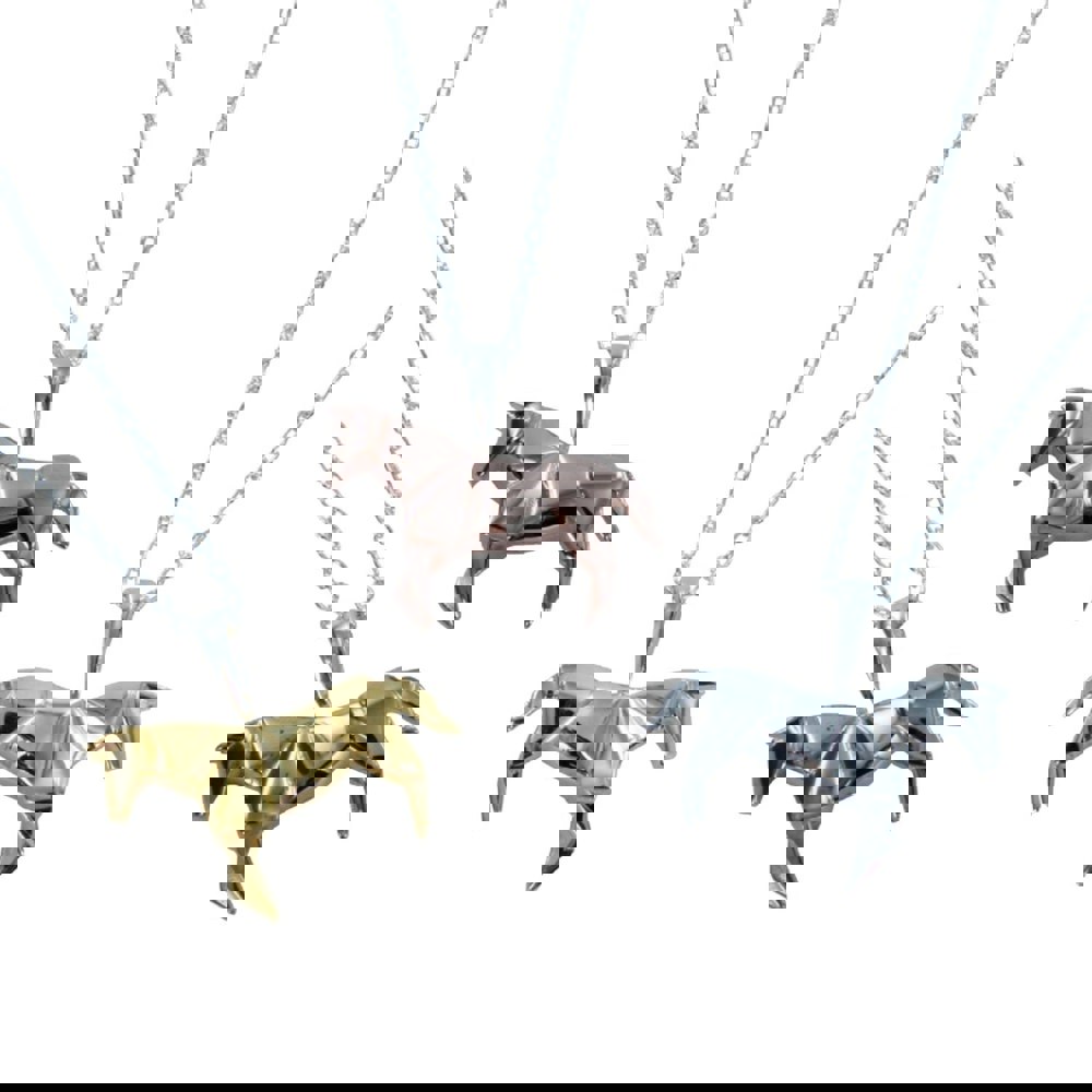 Sterling Silver Origami Horse Necklace - Reeves & Reeves